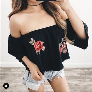 Off the shoulder rose top